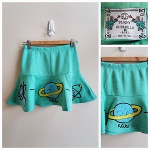 FUNNY GUERRILLA mint mini Skirt Small Size